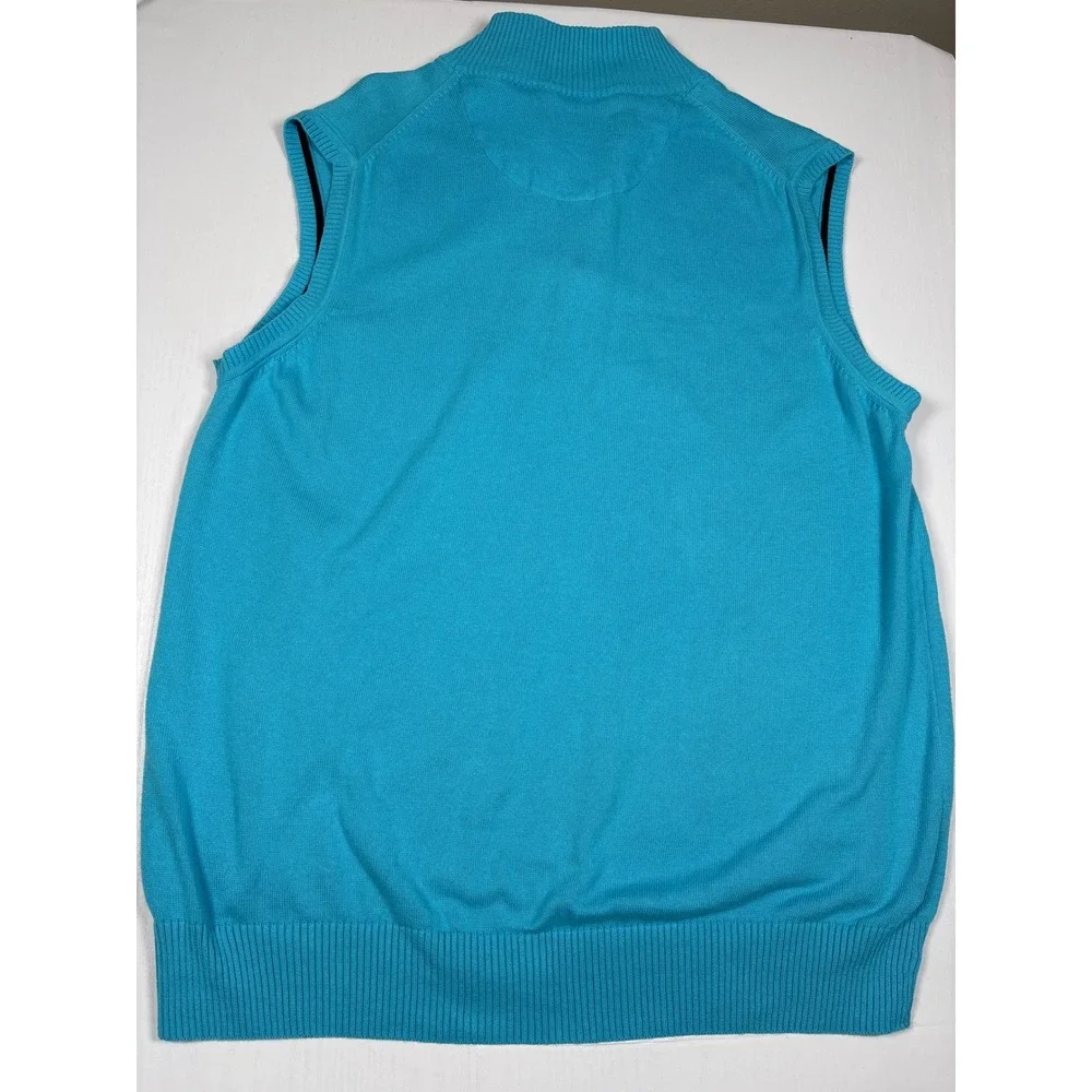 Southern Pines Men XL Blue 100% Cotton Quarter Zip Vest Golf Preppy Country Club